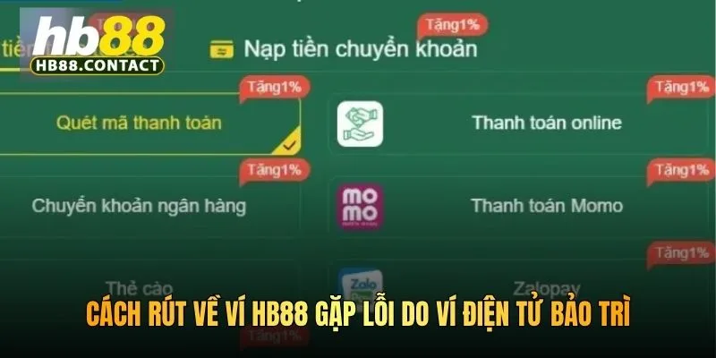 Cách rút về ví HB88 gặp lỗi do ví điện tử bảo trì